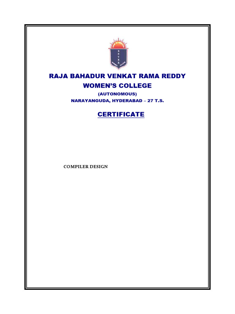 Compiler Design Lab Record 2018-2019 | PDF | Computer Program | Programming