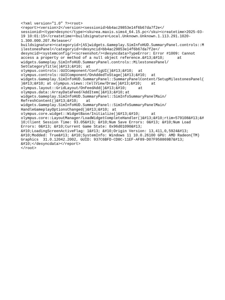 Sims 4 Desync Error Report Summary | PDF