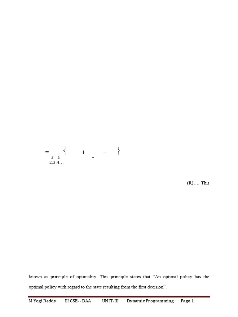 DAA Unit 3 Dynamic Programming | PDF | Dynamic Programming | Applied ...