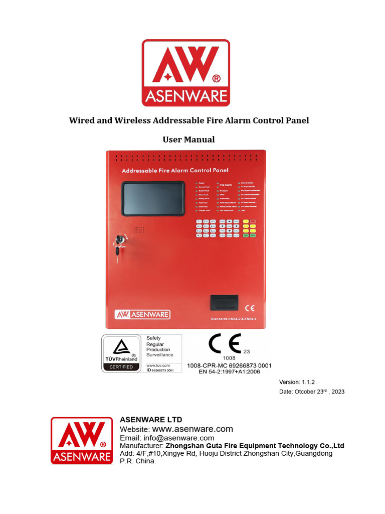 AW-FP200 Fire Alarm Control Panel Manual | PDF | Computing | Computer ...