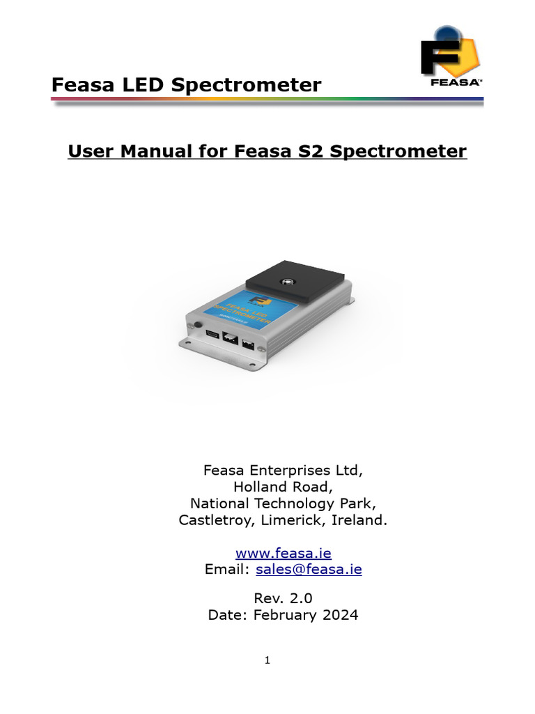 Feasa S2 LED Spectrometer Manual | PDF | Light | Electromagnetic Radiation