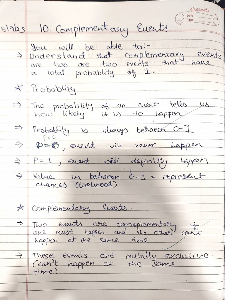 Understanding Complementary Events in Probability | PDF