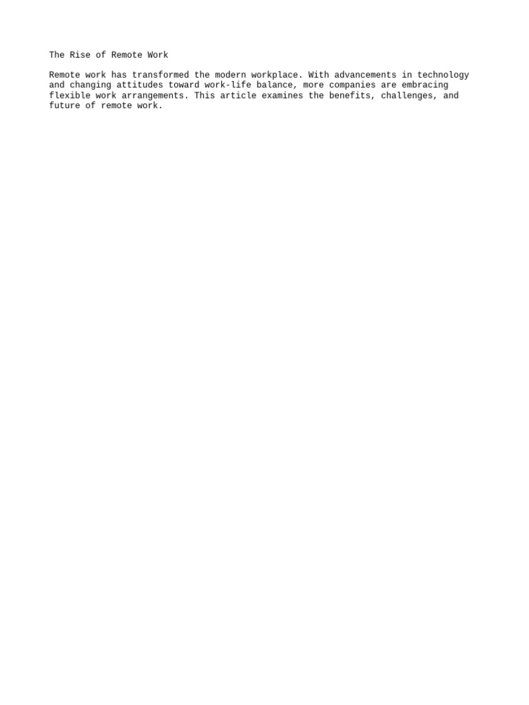 Document 4 The Rise of Remote Work | PDF