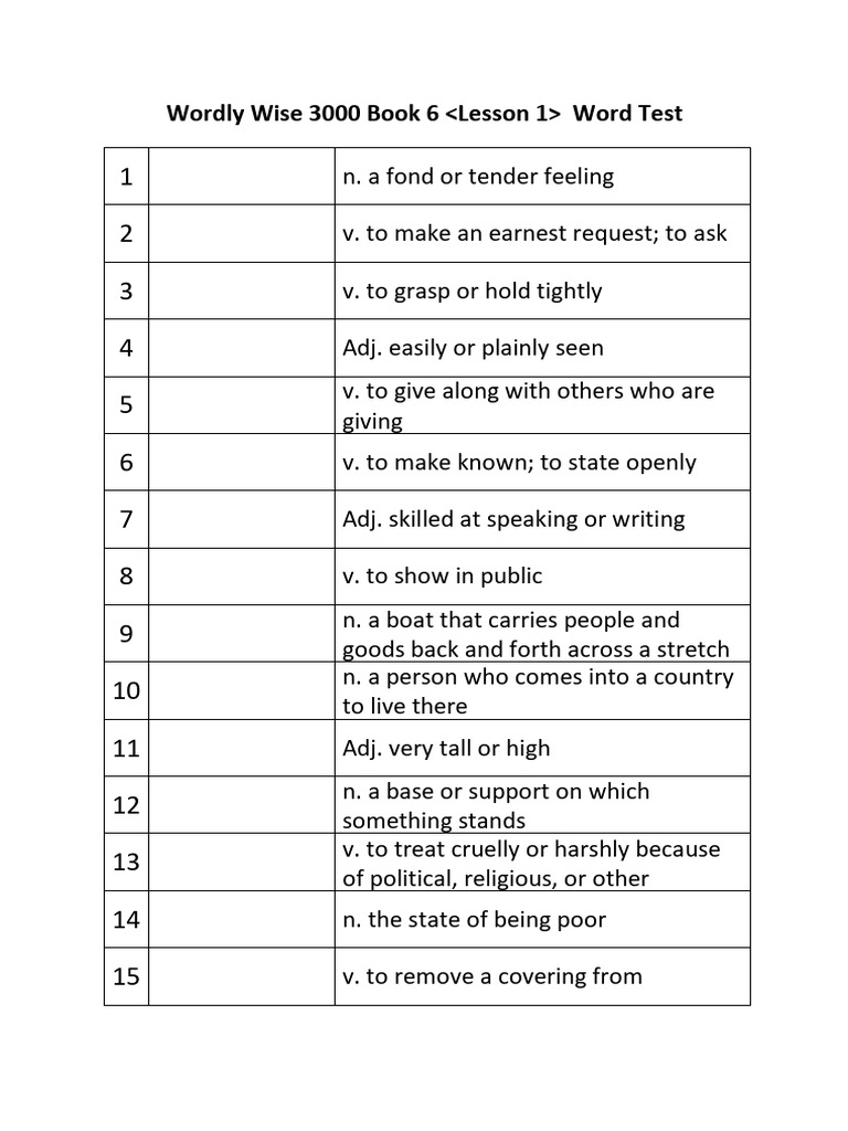 Wordly Wise 3000 Book 6 Tests | PDF