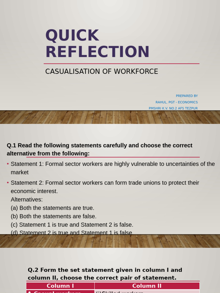Quick Reflection Casualisation of Workforce | PDF | Employment ...