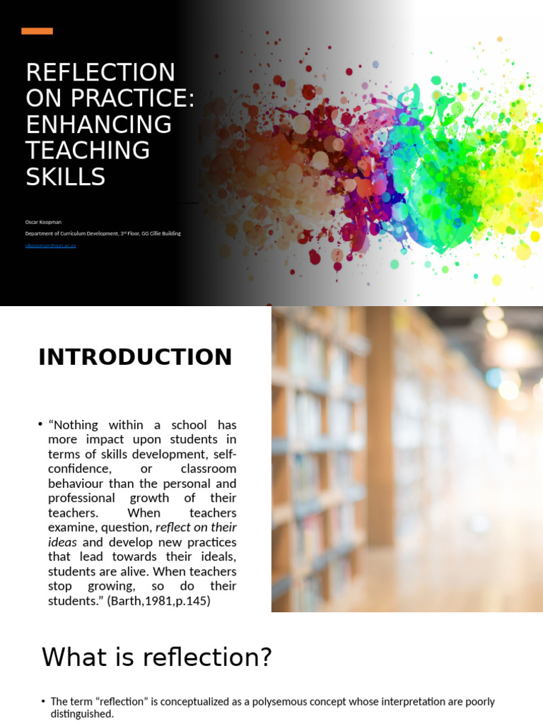 Enhancing Teaching Skills Through Reflection | PDF | Knowledge | Pedagogy