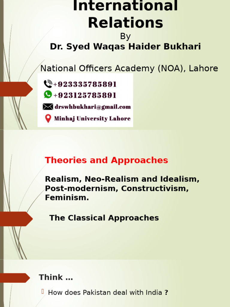 Theories and Approaches in International Relations | PDF | Theory | Peace