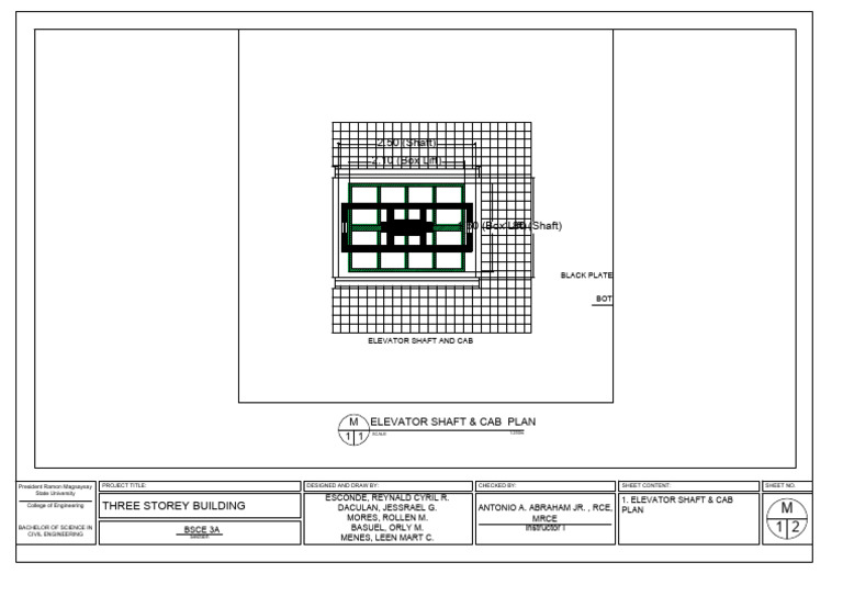 Elevator Shaft Plan for Three Storey Building | PDF