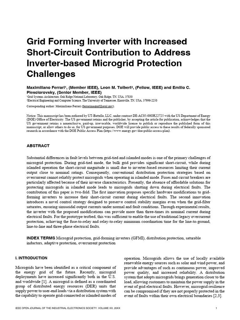 Enhanced Inverter Protection for Microgrids | PDF | Distributed ...