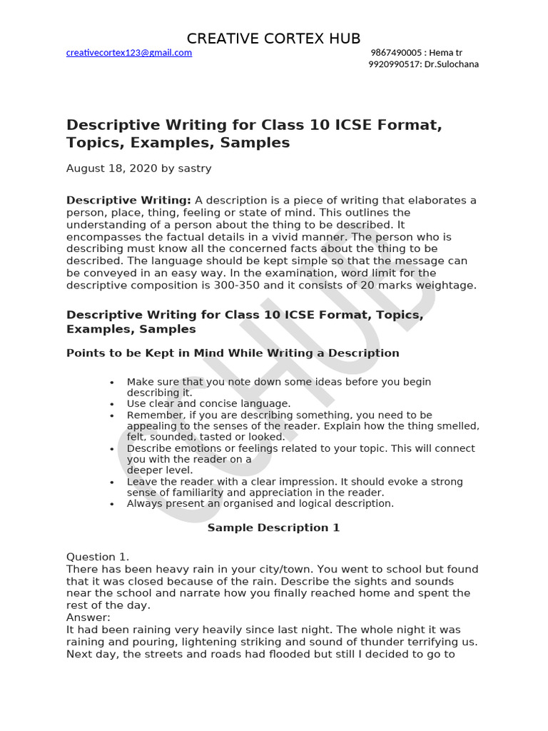 ICSE Class 10 Descriptive Writing Guide | PDF | Poverty | Poverty ...