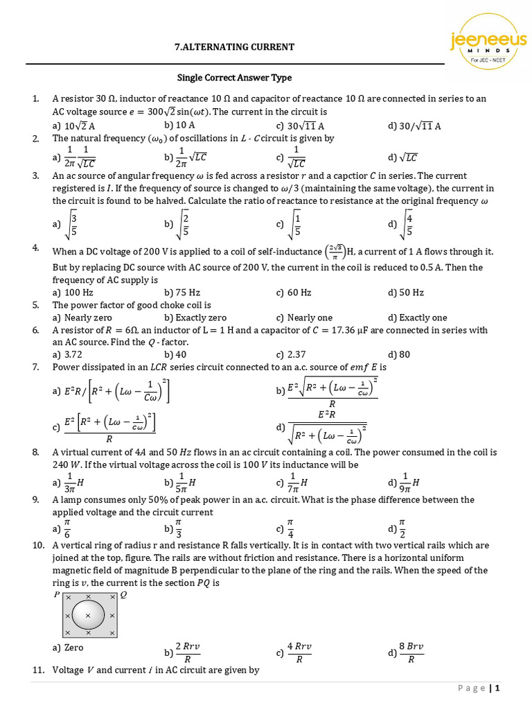 Alternating Current - 1 | PDF | Inductor | Inductance