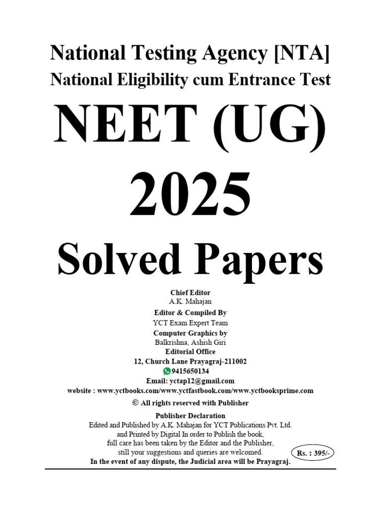 NEET (UG) 2025 Solved Papers Guide | PDF | Chemistry | Photovoltaics