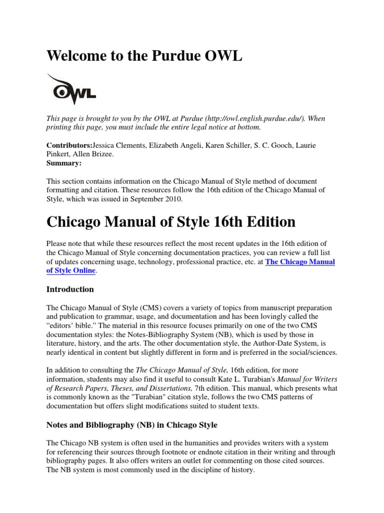Chicago Style Guide 16 Note (Typography) Citation