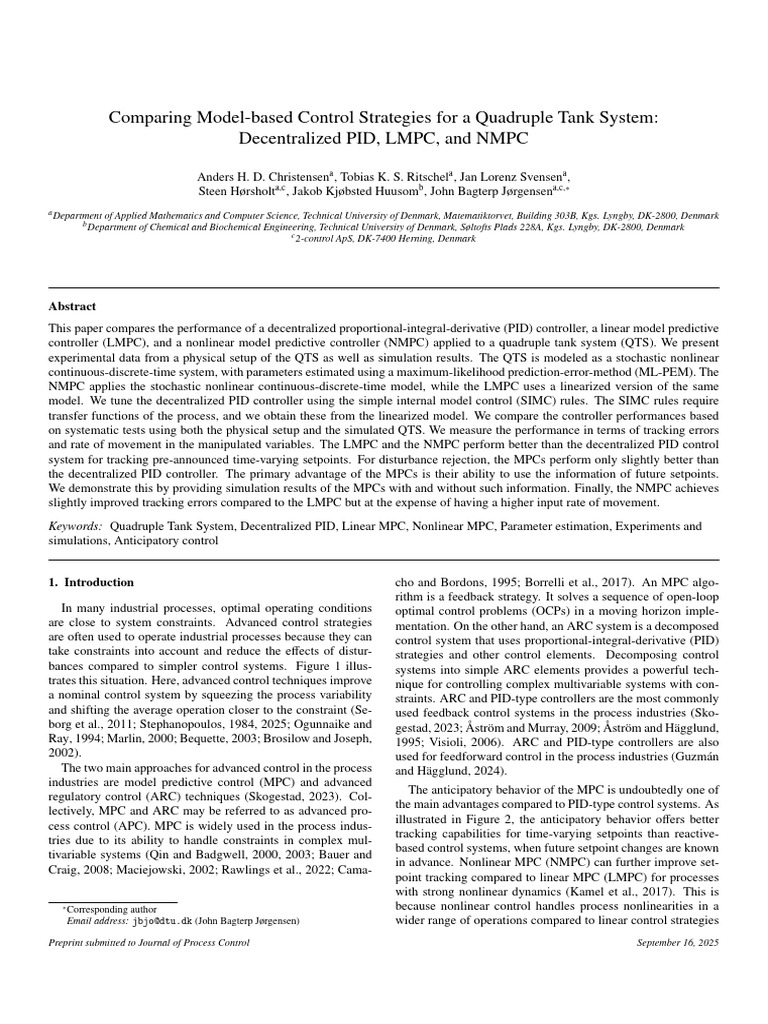 Control Strategies for Quadruple Tank System | PDF | Control Theory ...
