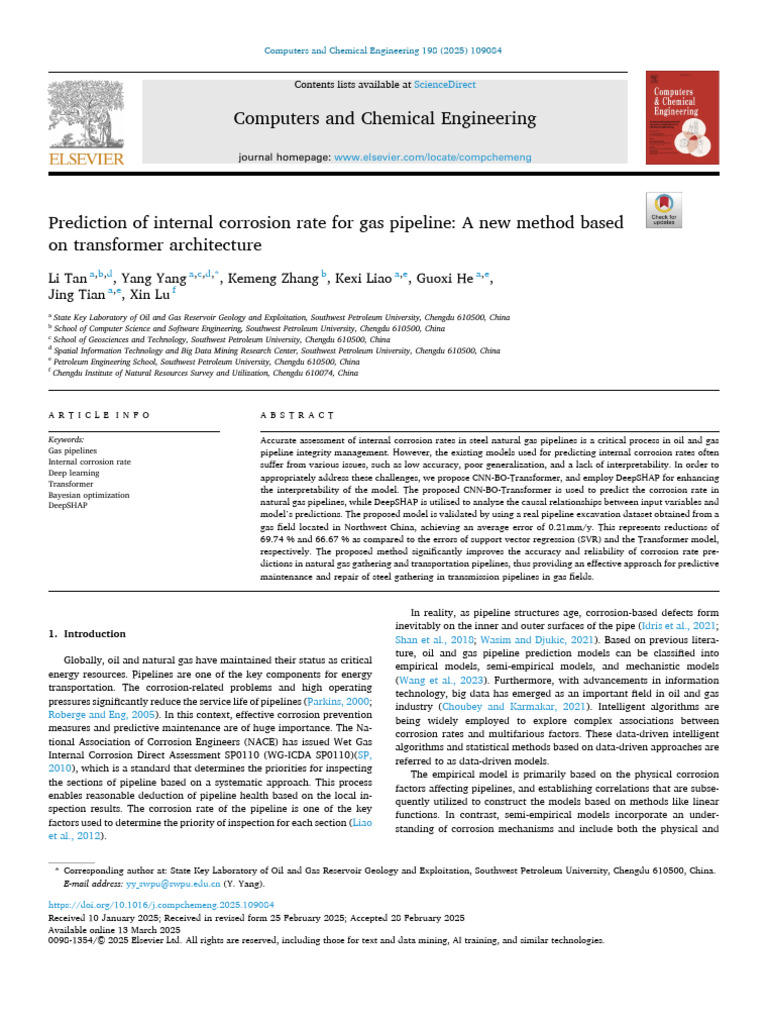 2025 Prediction of Internal Corrosion Rate For Gas Pipeline A New ...