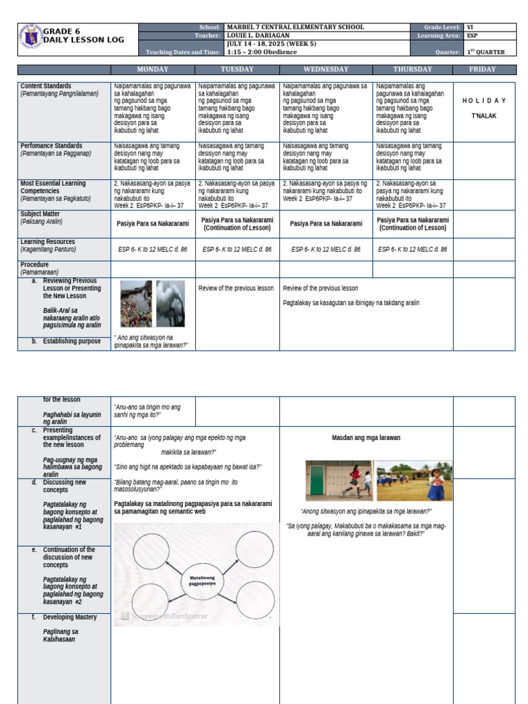 DLL - Esp 6 - Q1 - W5 | PDF