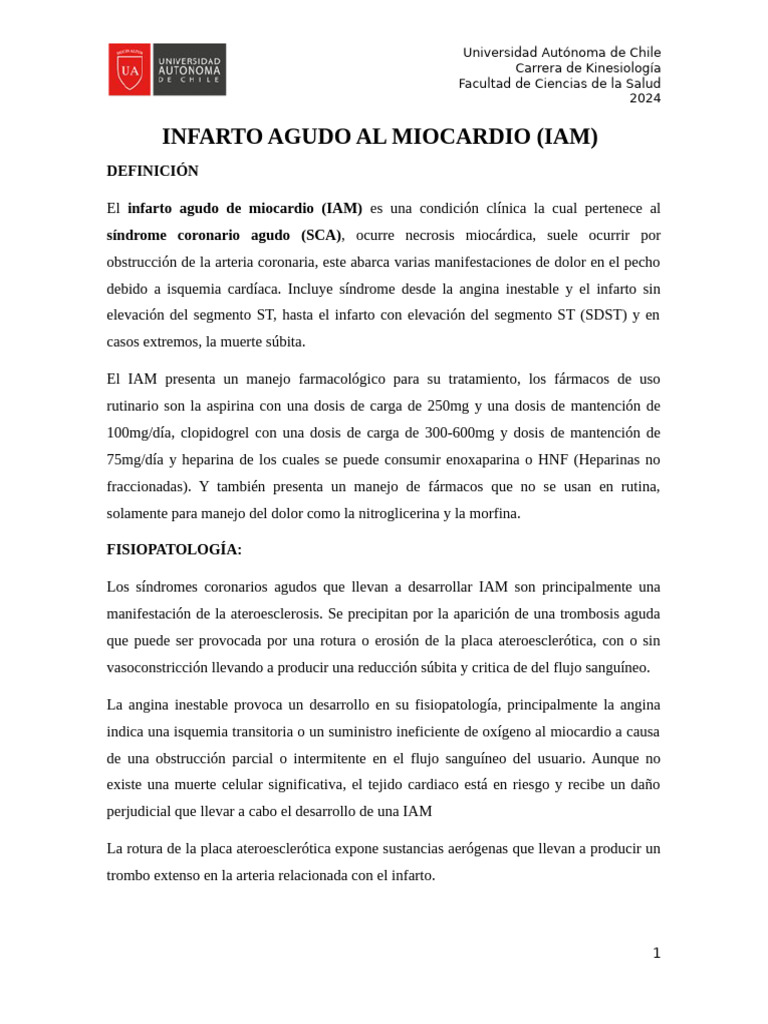 Infarto Agudo al Miocardio: Definición y Tratamiento | PDF | Infarto de ...