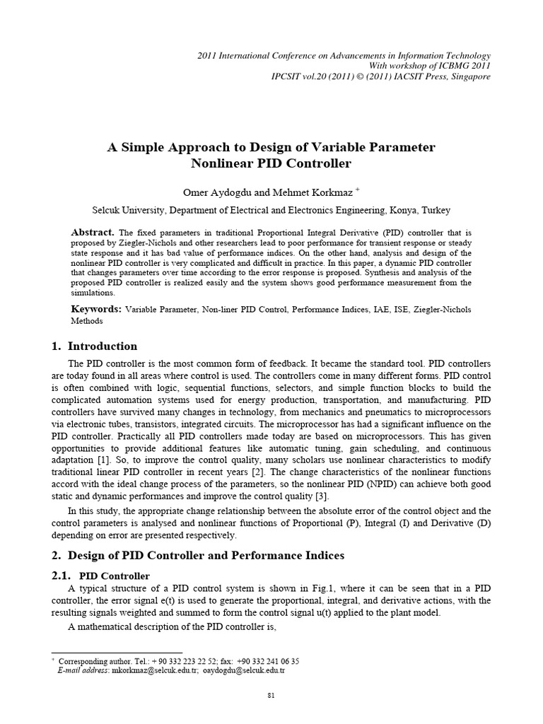 A Simple Approach To Design of Variable | PDF | Control Theory ...
