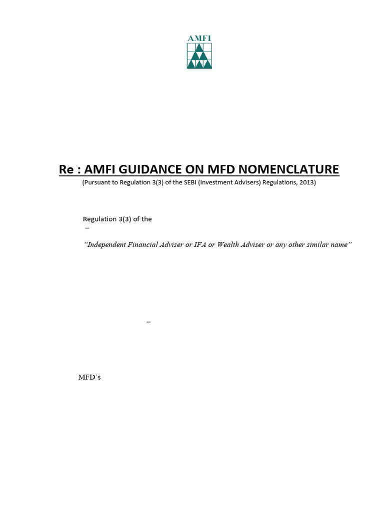 Amficircular19dated20 Oct 2020 Amfiguidanceonmfdnomenclature | PDF ...