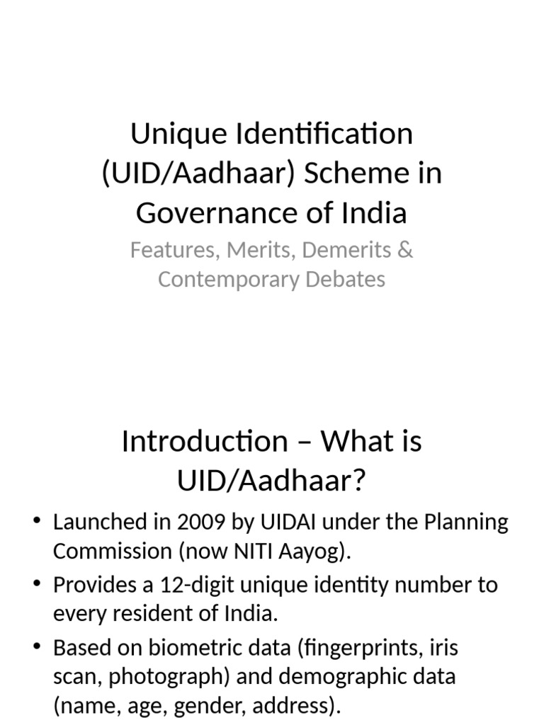 UID/Aadhaar Scheme: Governance Insights | PDF | Privacy | Government
