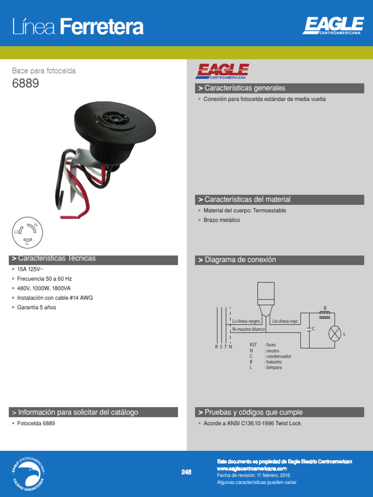 Base Fotocelda 6889: Especificaciones Técnicas | PDF