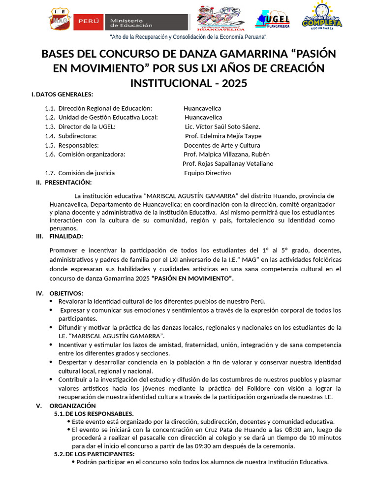 Concurso de Danza Gamarra 2025 | PDF | Bailes | Ritmo