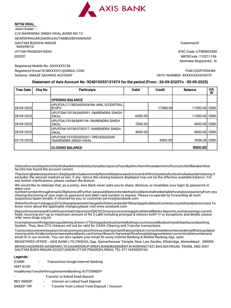 Axis Bank Statement Details | PDF | Cheque | Banking Technology