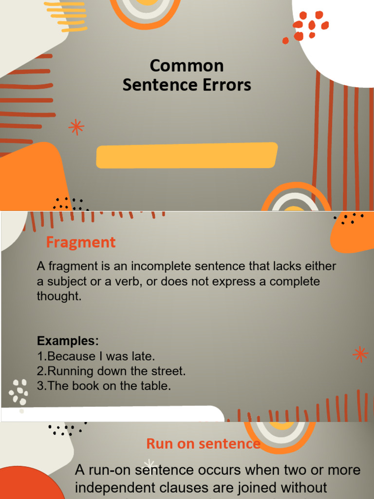 Common Sentence Errors Explained | PDF