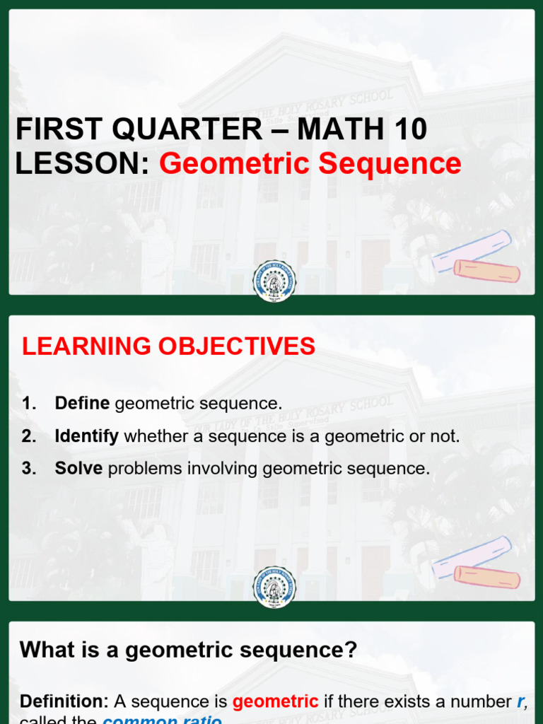 1Q MATH 10 PPT NO. 5 - Geometric Sequence | PDF | Ratio | Mathematics