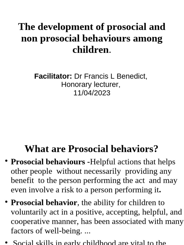 Prosocial Behavior Development in Children | PDF | Learning | Cognitive ...