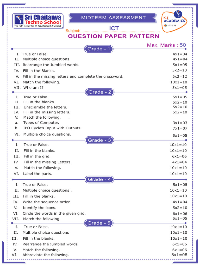 Ict Midterm QP Pattern (2025-26) | PDF | Applied Mathematics
