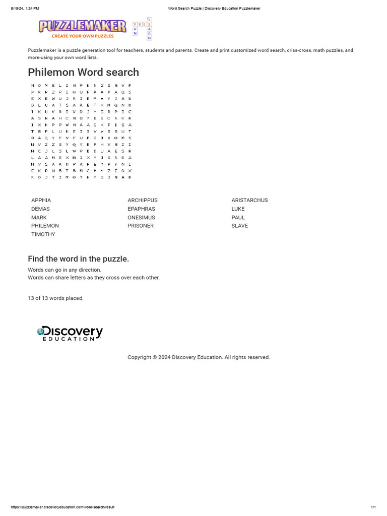 Custom Word Search Puzzle Generator | PDF