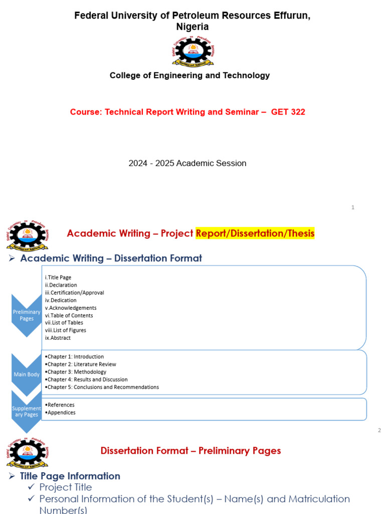 Dissertation Format Guide for FUPRE | PDF | Thesis | Citation