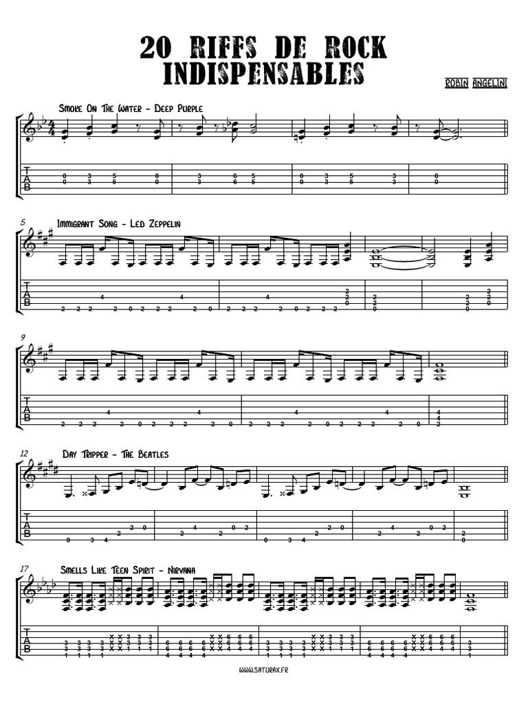 20 Riffs de Rock Indispensables | PDF | Musique rock | Enregistrement ...