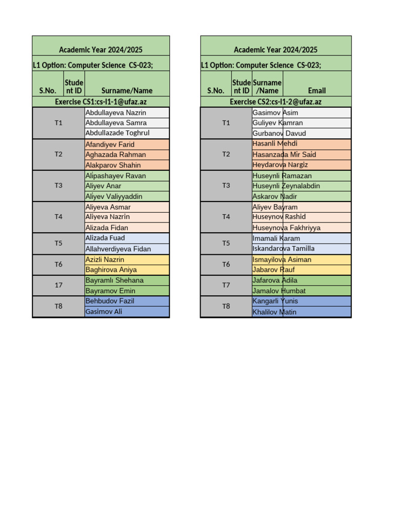 Academic Year 2024/2025 Course List | PDF