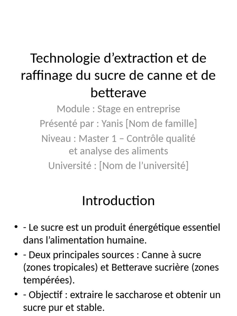 Raffinage du sucre de canne et betterave | PDF | Sucre | Régime et ...