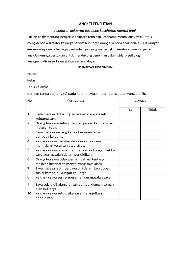 Angket Penelitian Aul-1 | PDF