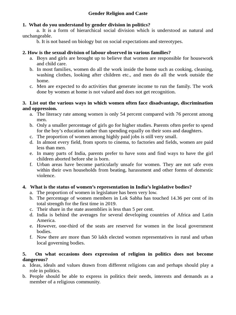 Gender, Religion, and Caste in India | PDF | Woman | Caste