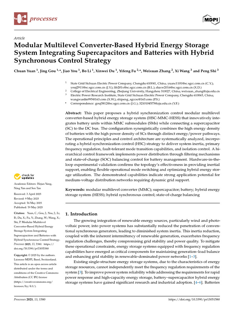 Hybrid Energy Storage with MMC Control | PDF | Capacitor | Electrical Grid