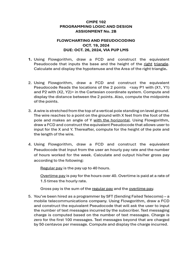 CMPE 102 Assignment: Flowchart & Pseudocode | PDF