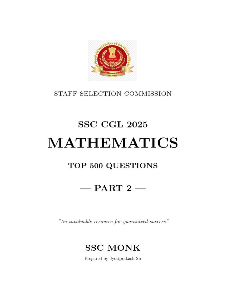 SSC CGL 2025 Mathematics Solutions | PDF | Equations | Concentration