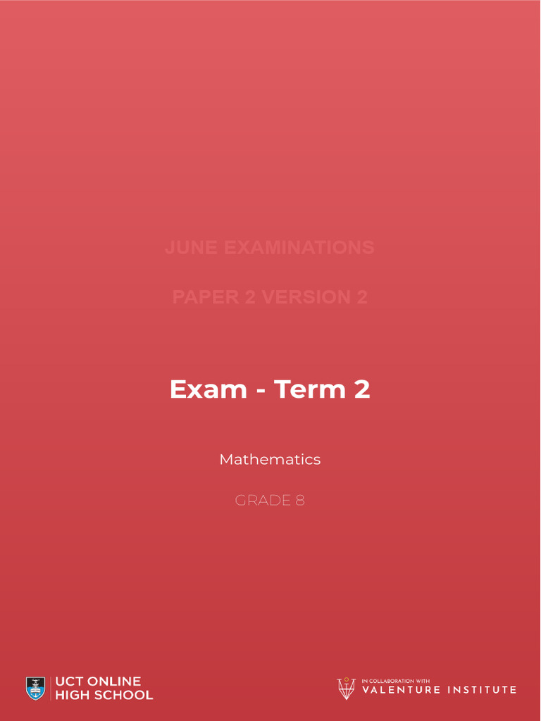 Grade 8 Mathematics June Exam Paper 2 | PDF | Triangle | Classical Geometry