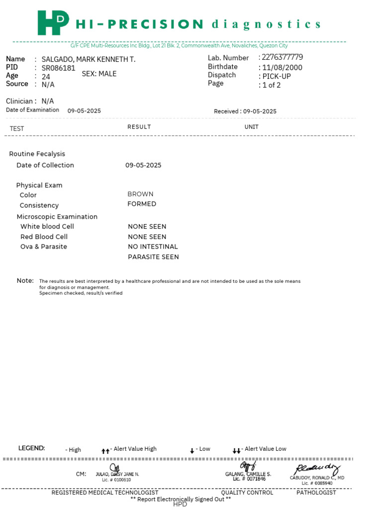 Lab Report - 20250910 - 052143 - 0000 | PDF | Medical Specialties ...