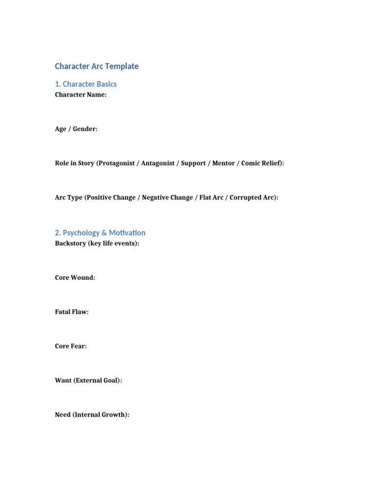 Character Arc Template Guide | PDF