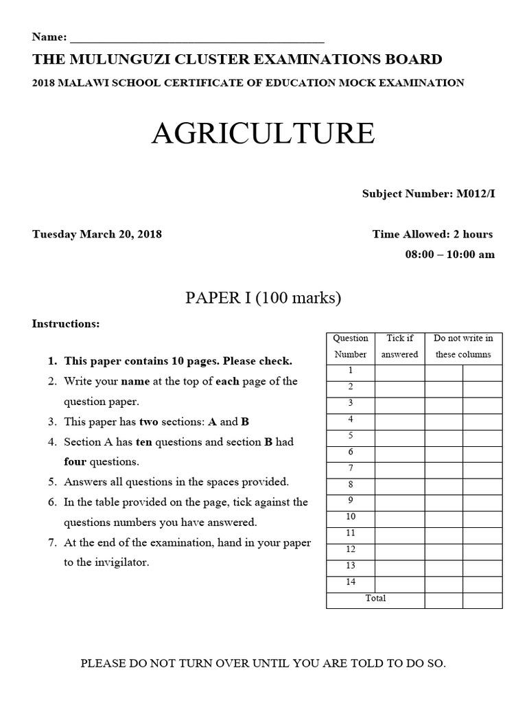 Agriculture Paper 1 | PDF | Seed | Intensive Farming