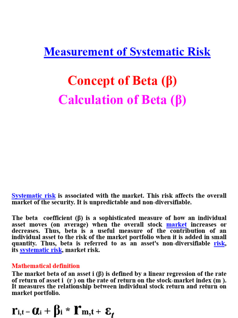 Understanding Beta and Systematic Risk | PDF | Beta (Finance) | Investing