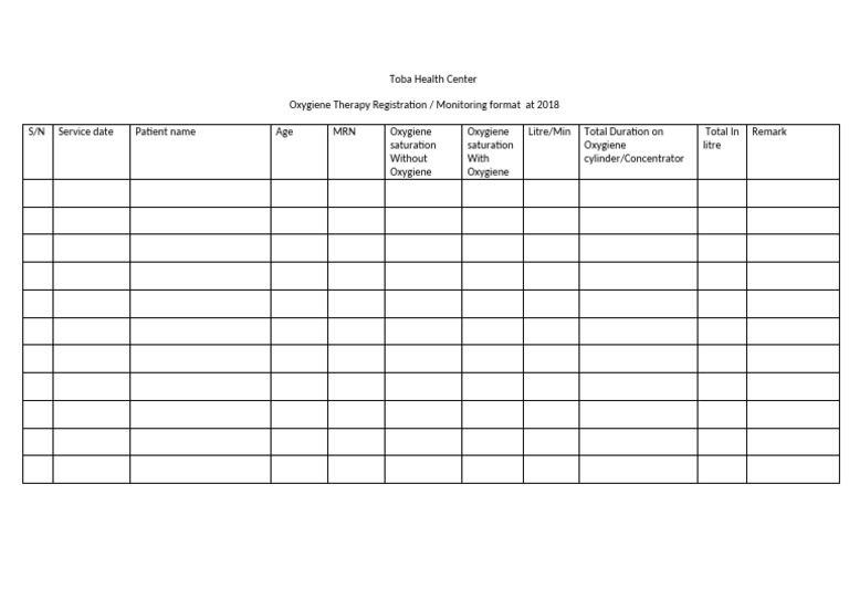 Oxygiene Therapy Monitoring Format at 2018 Biree | PDF