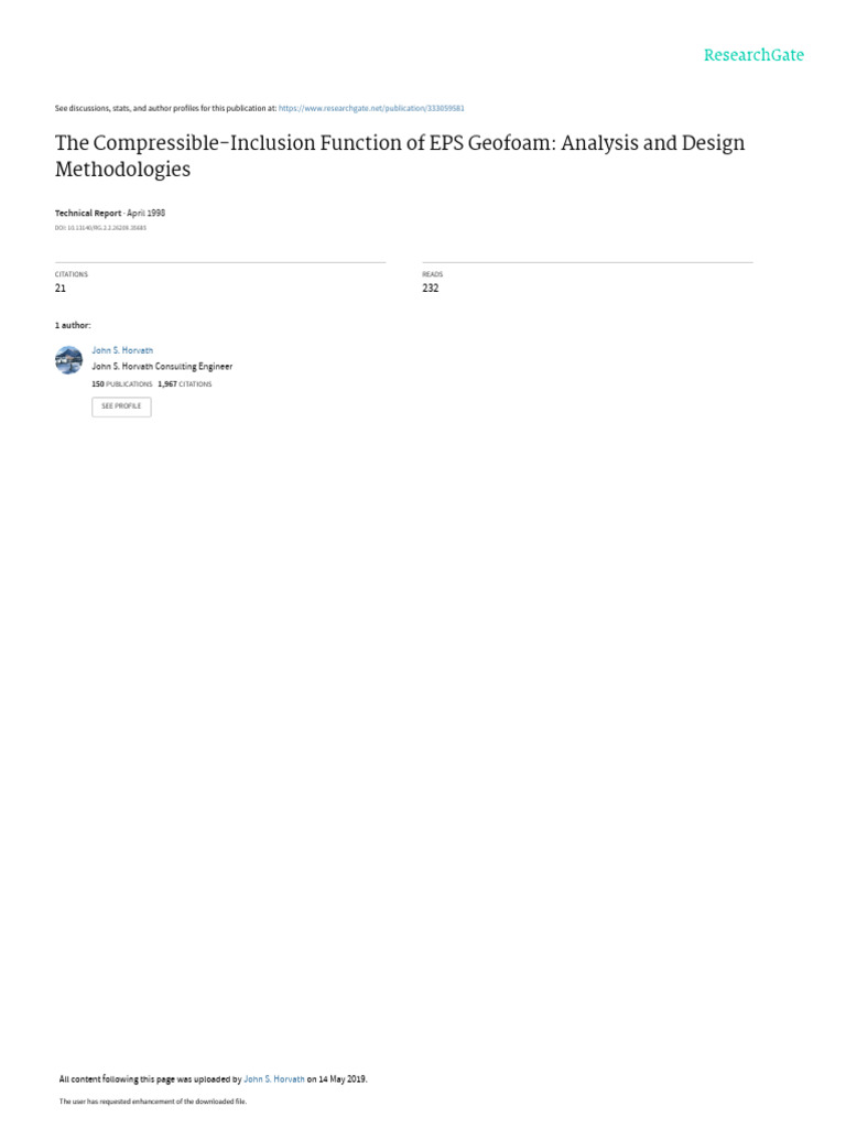 EPS Geofoam: Compressible-Inclusion Function | PDF