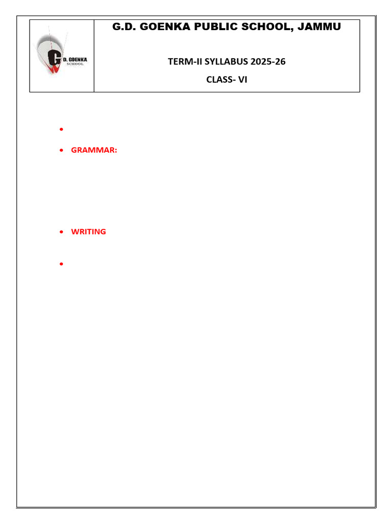 Class 6 Term II Syllabus 2025 | PDF