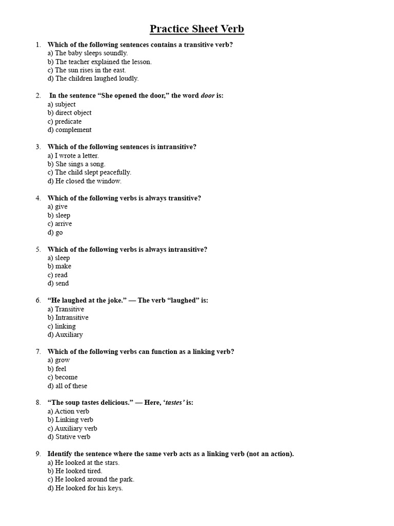 Practice Sheet Verb - 041154 | PDF